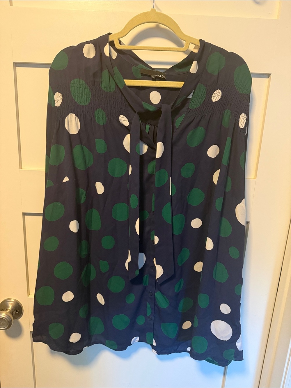 Women’s Ro & De Polka Dot Blouse with Tie